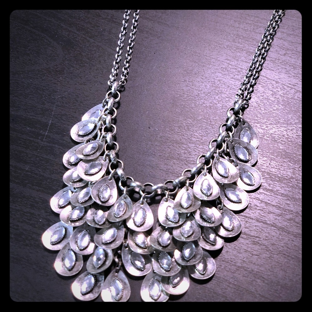 Silver and crystal necklace